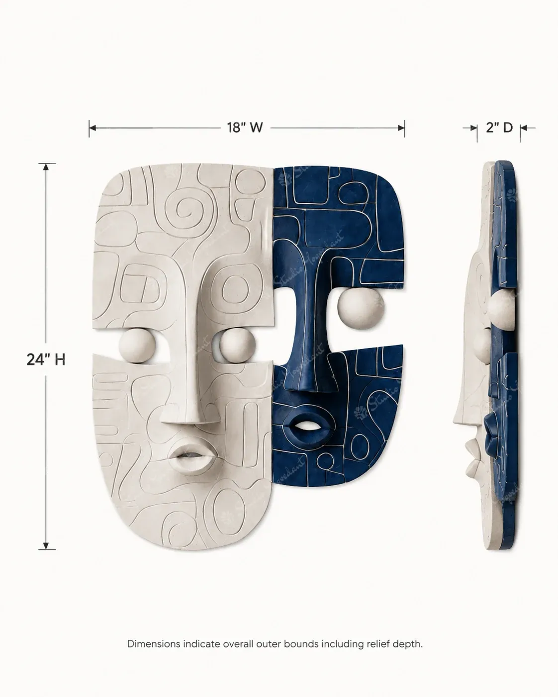 Contemporary Dual Face Mask Wall Sculpture - Image 6