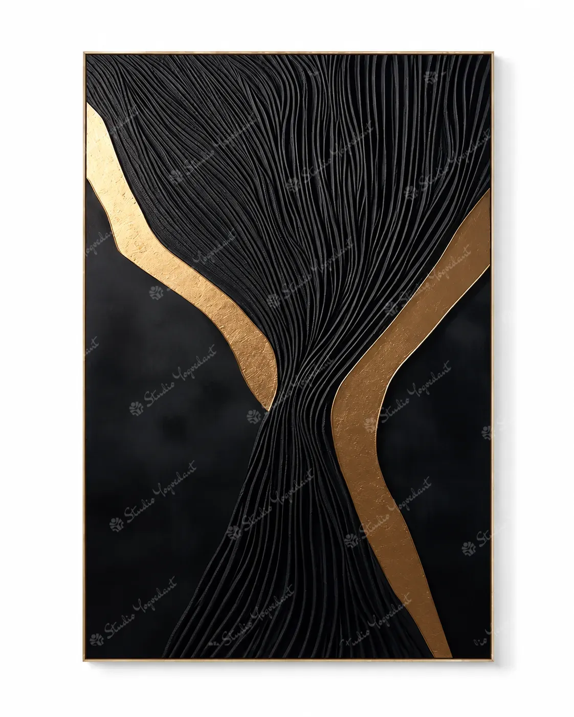 Black and Gold Branching Wall Panel
