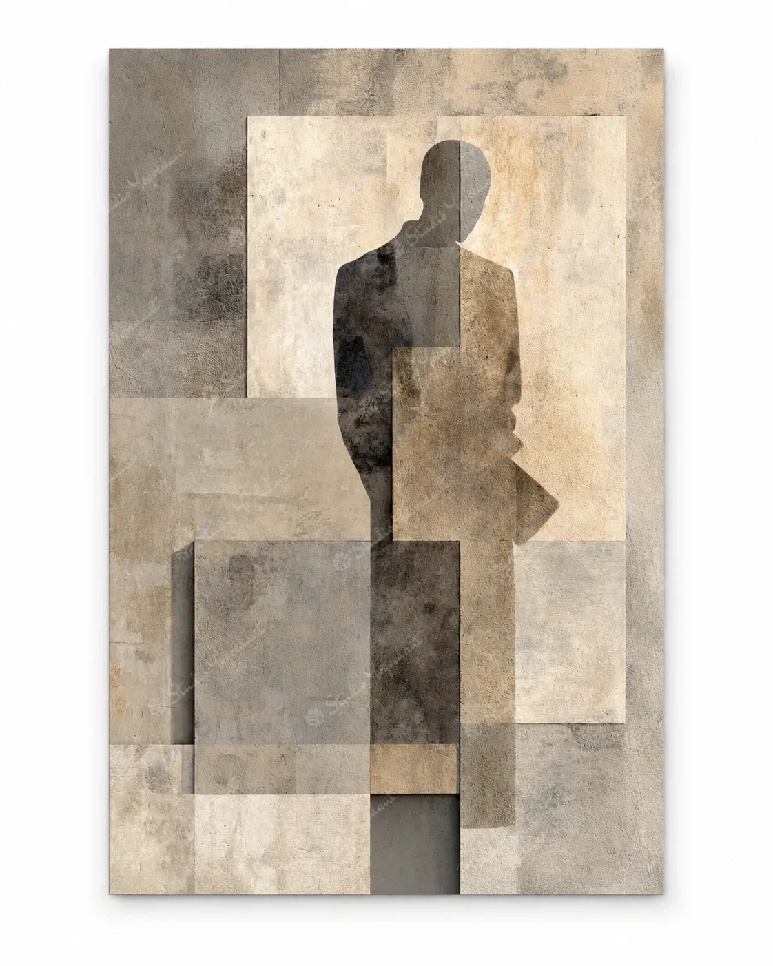 Minimal Textured Human Silhouette Acrylic Art