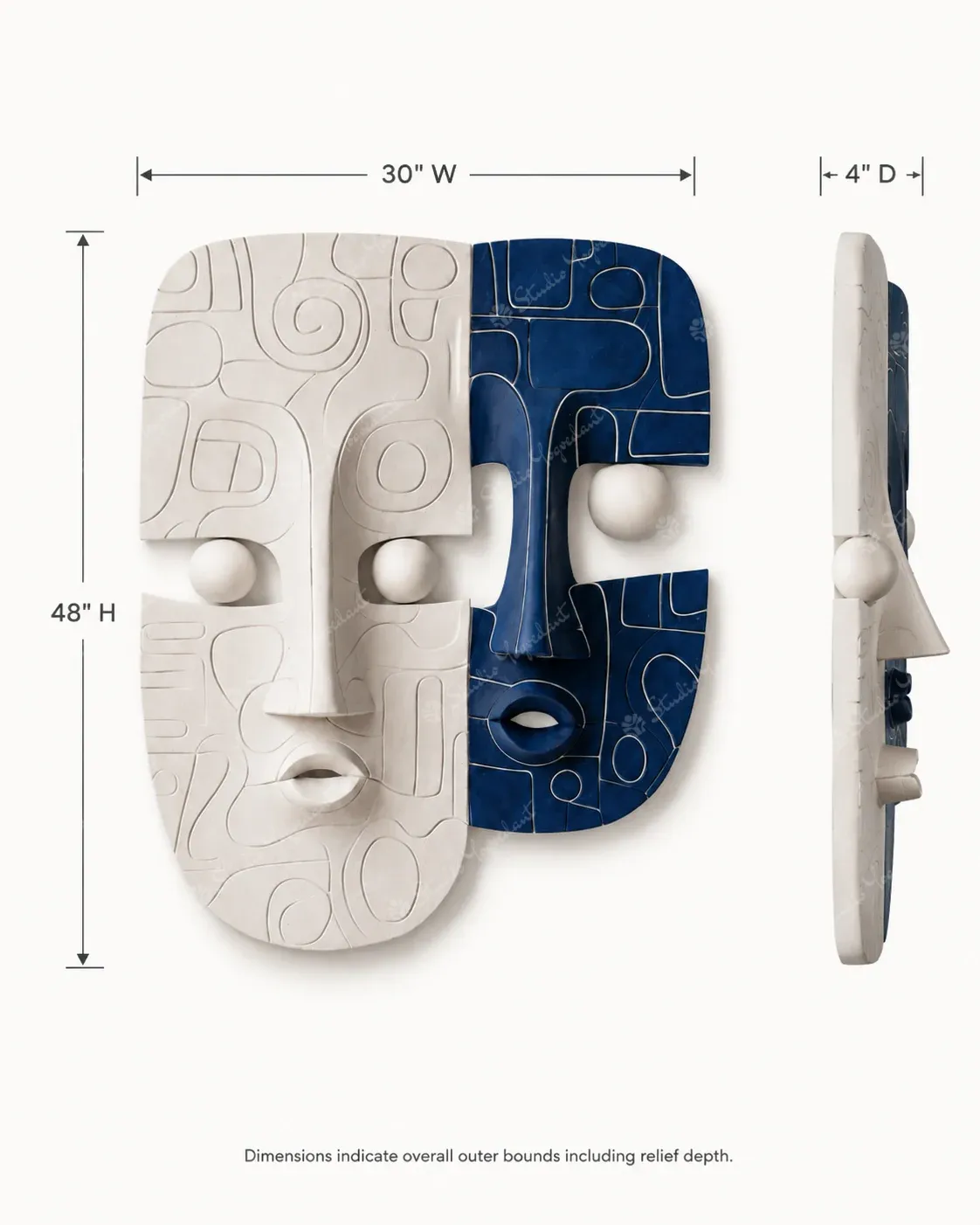 Contemporary Dual Face Mask Wall Sculpture - Image 5
