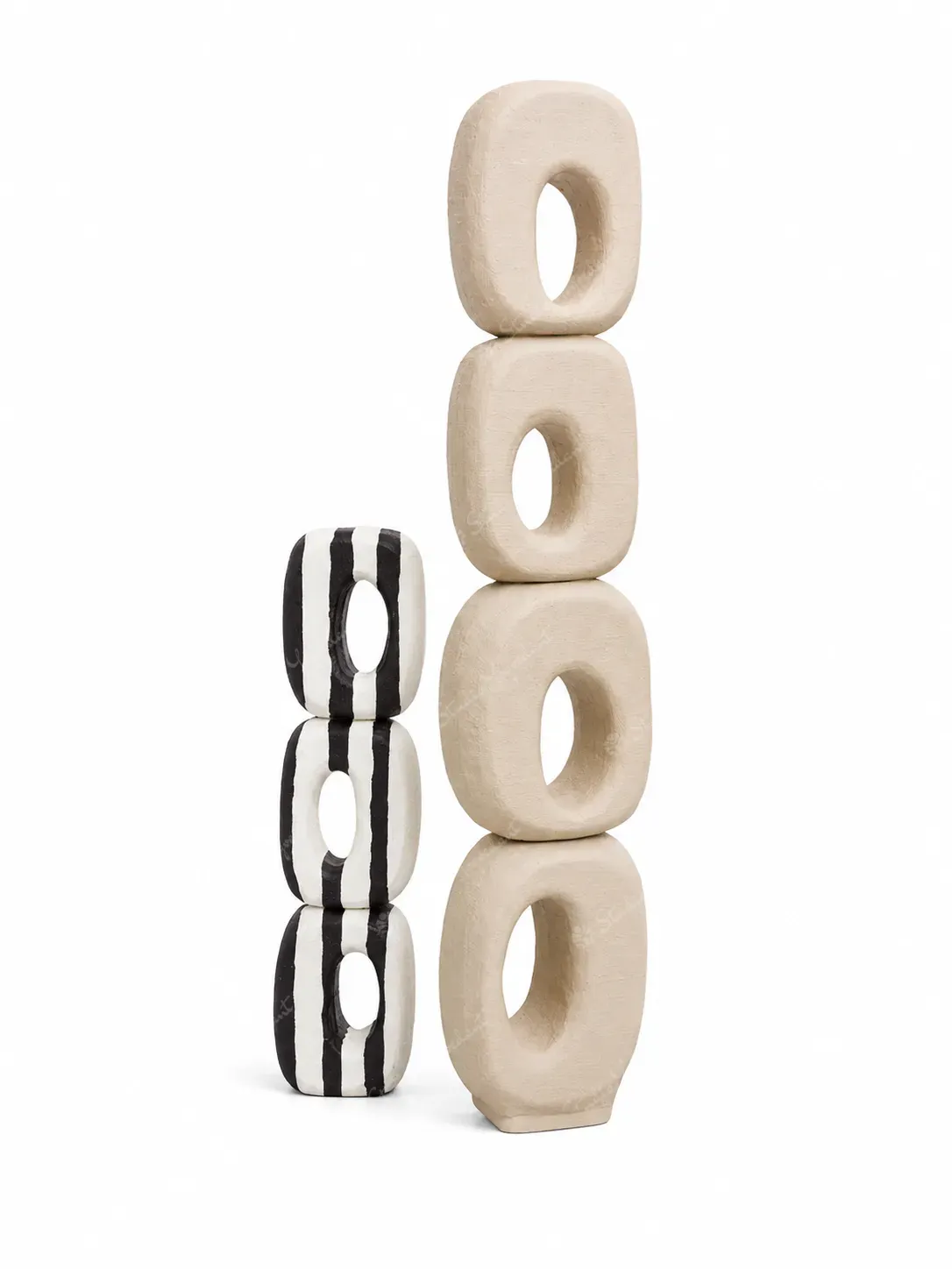 Cream Stacked Loop Totem Sculpture
