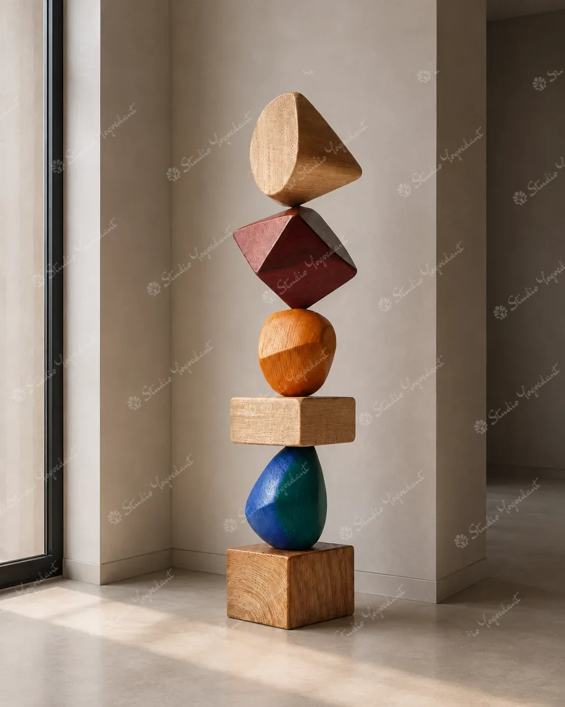 Color Block Stacked Totem Sculpture - Image 6