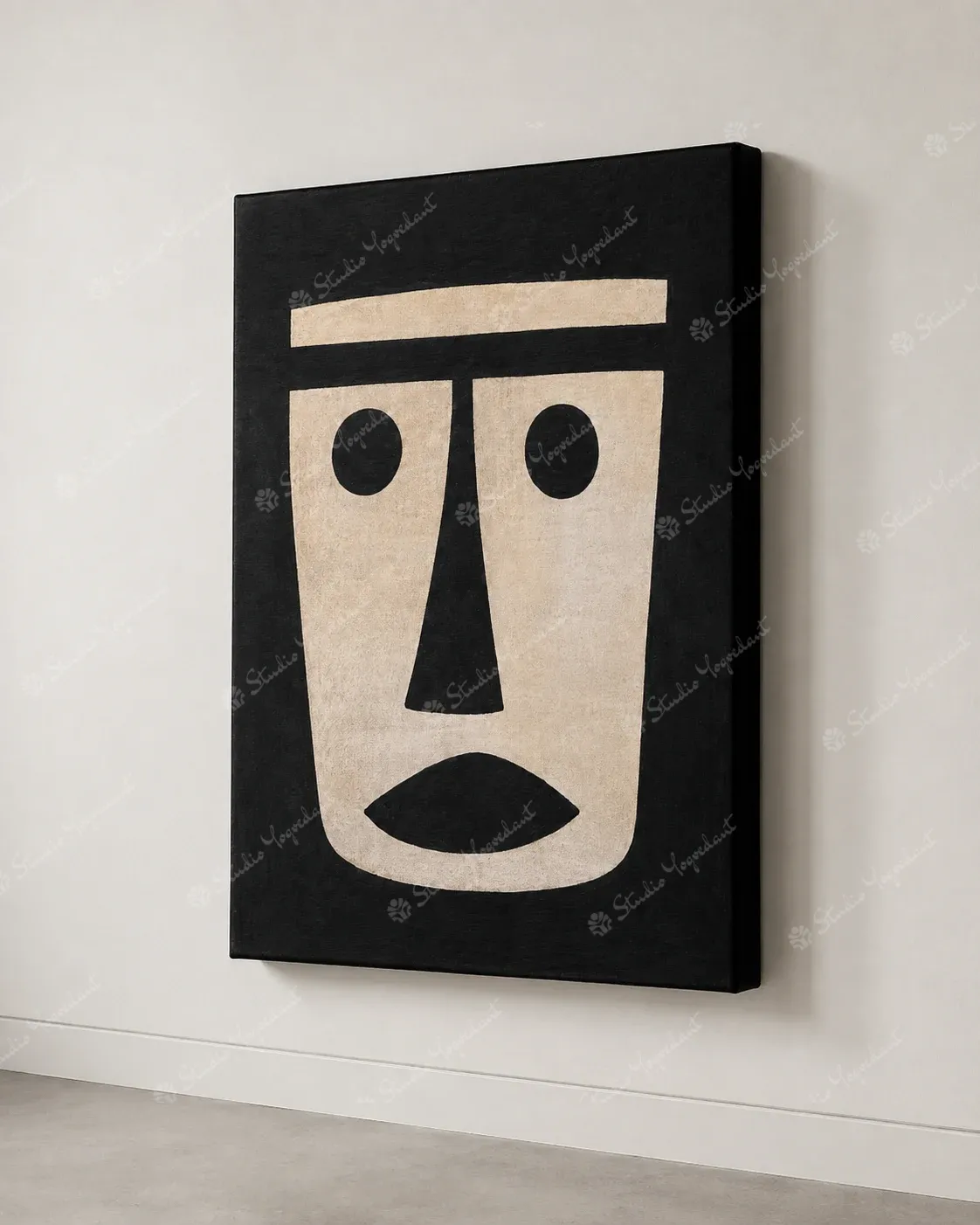Monochrome Abstract Face Canvas - Image 5