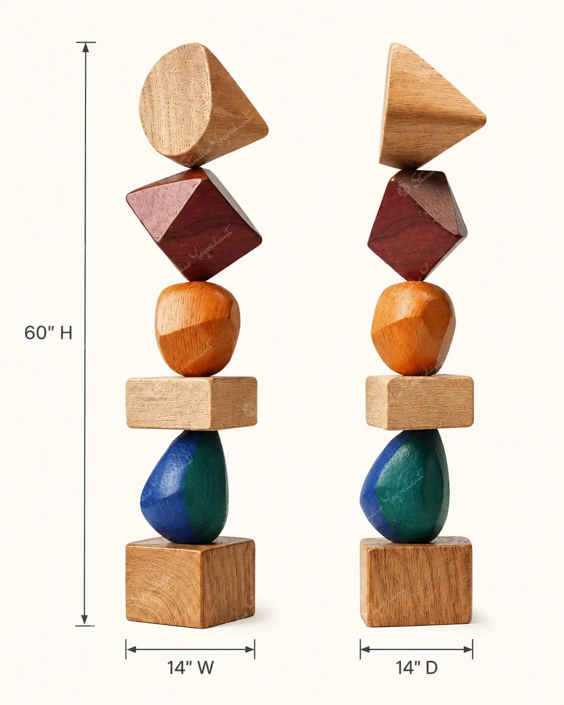 Color Block Stacked Totem Sculpture - Image 4