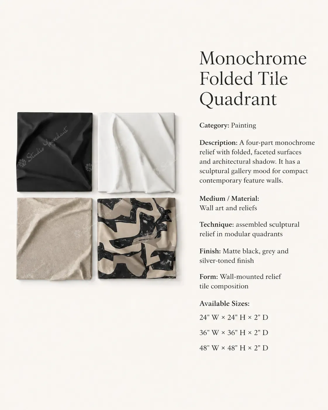 Monochrome Folded Tile Quadrant - Image 3