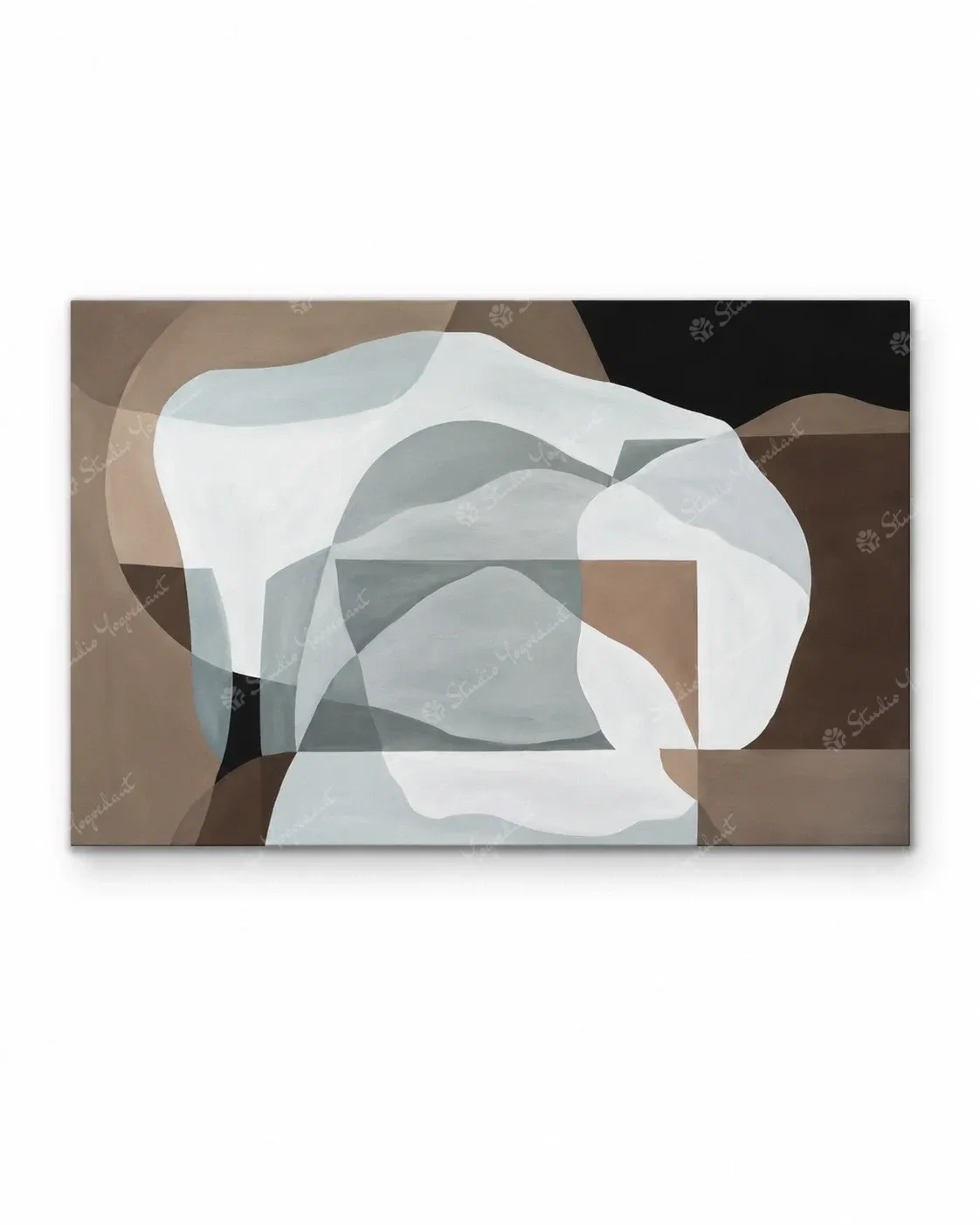 Layered Aqua Earth Abstract Canvas