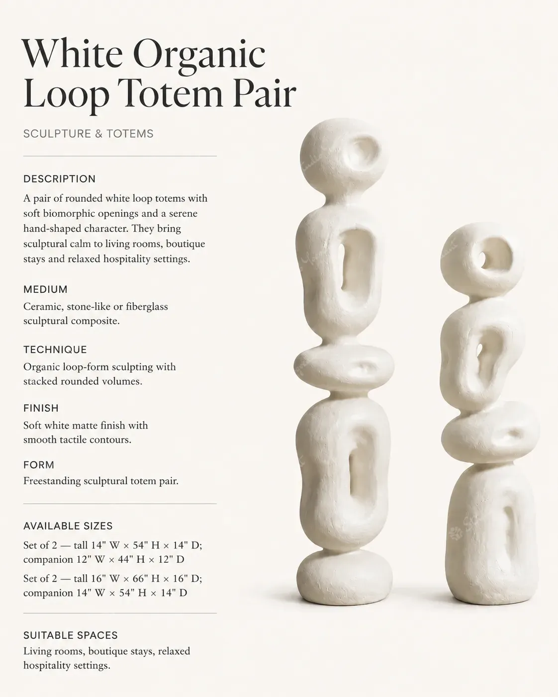 White Organic Loop Totem Pair - Image 3