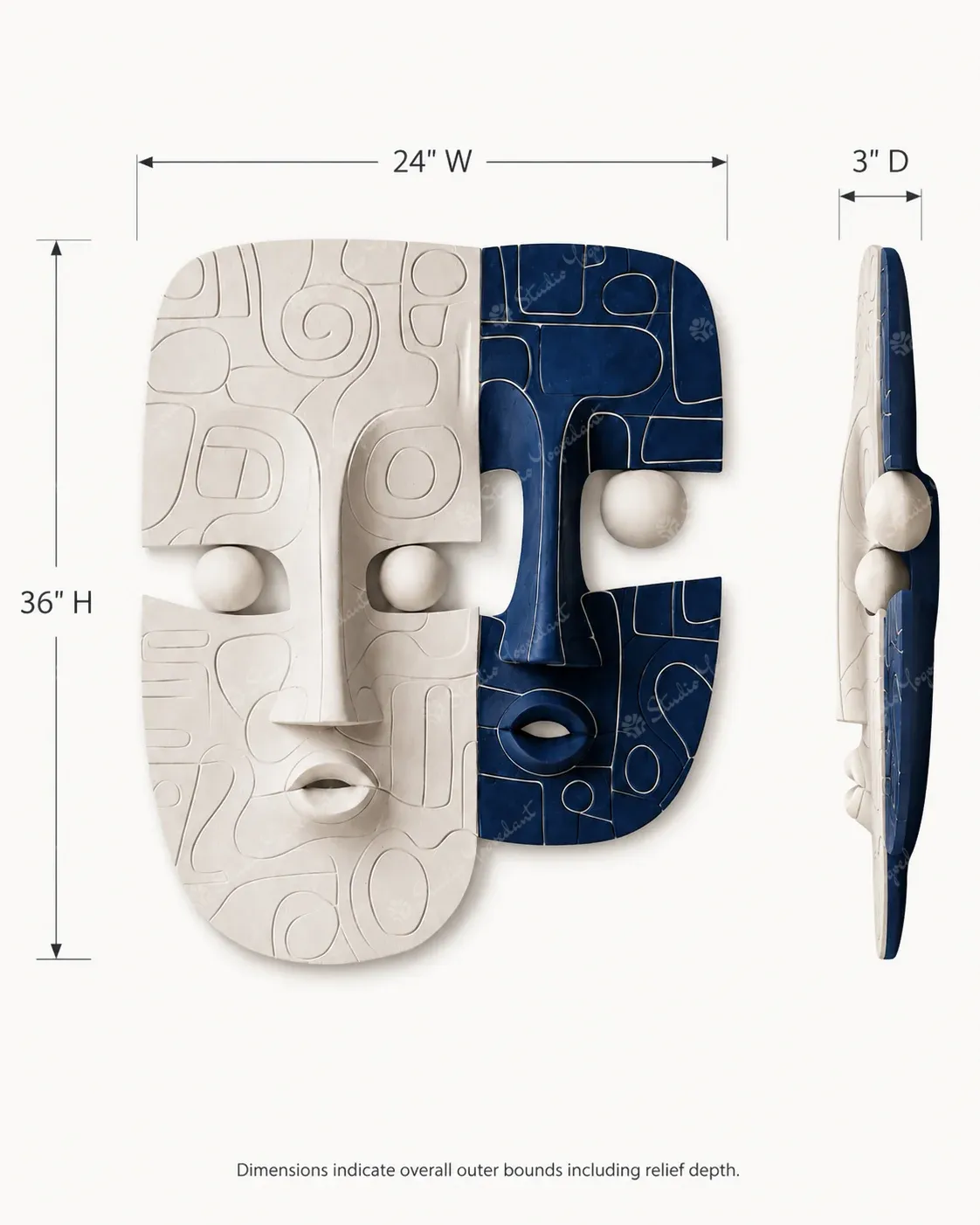 Contemporary Dual Face Mask Wall Sculpture - Image 4