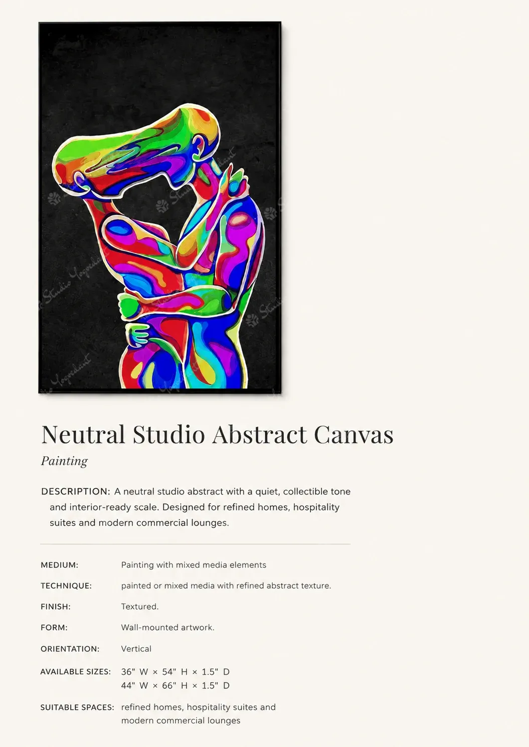 Neutral Studio Abstract Canvas - Image 3