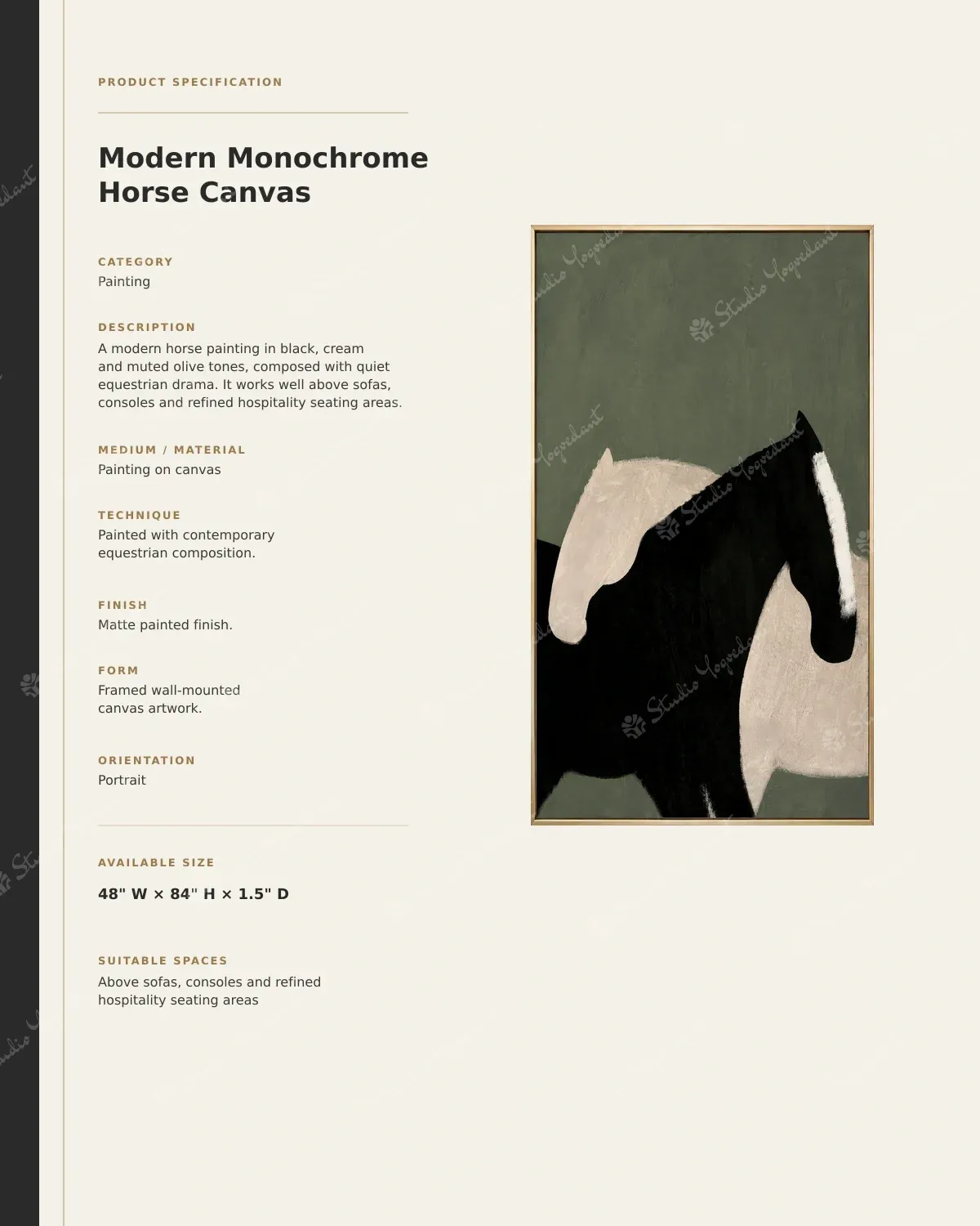 Modern Monochrome Horse Canvas - Image 3