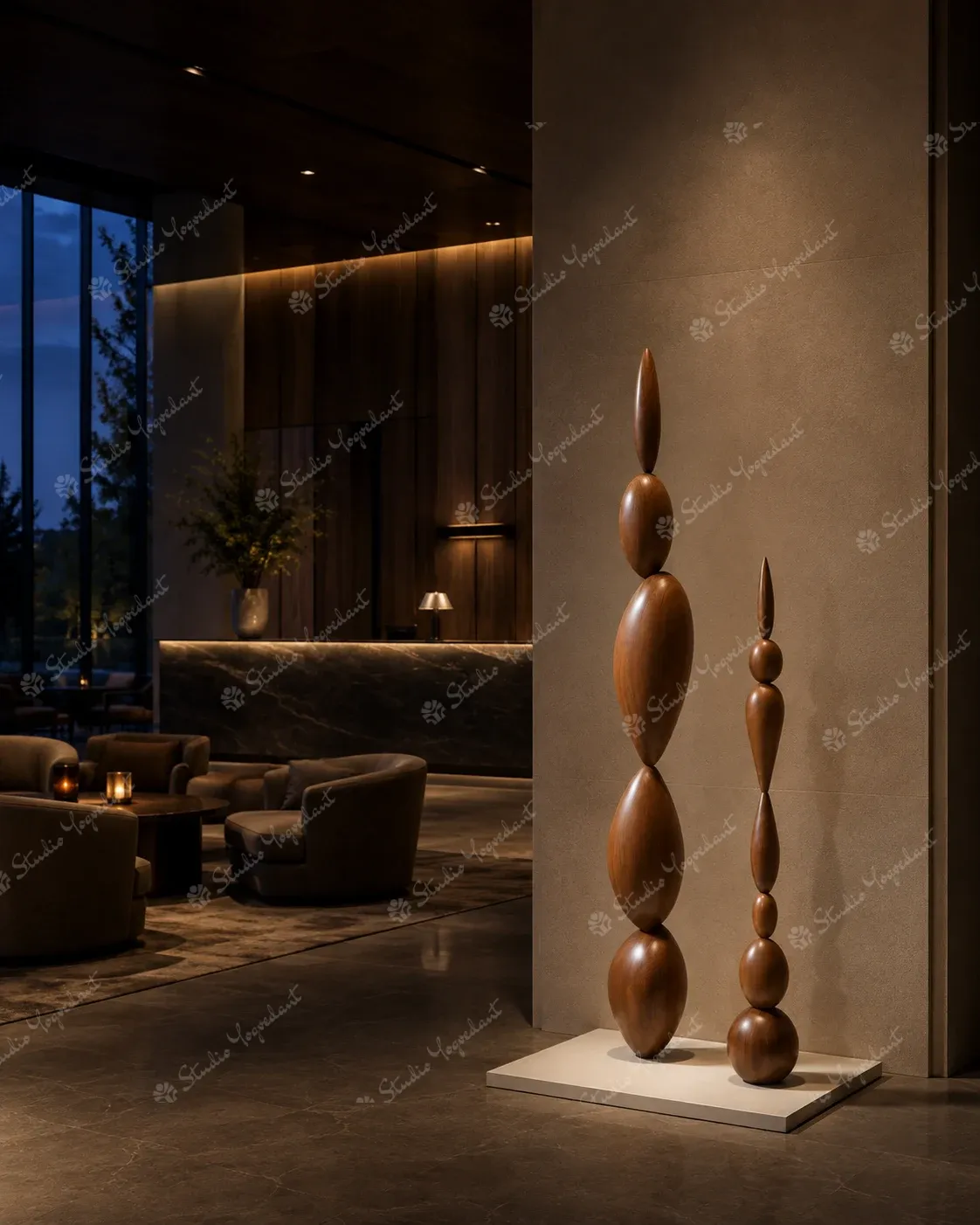 Brown Stacked Oval Floor Totems - Set of 2 - Image 7