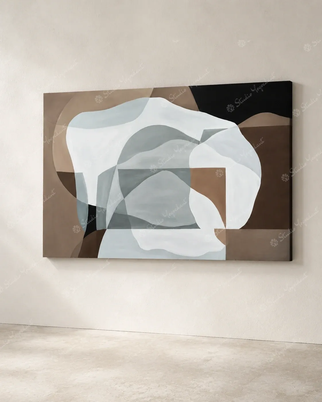 Layered Aqua Earth Abstract Canvas - Image 5
