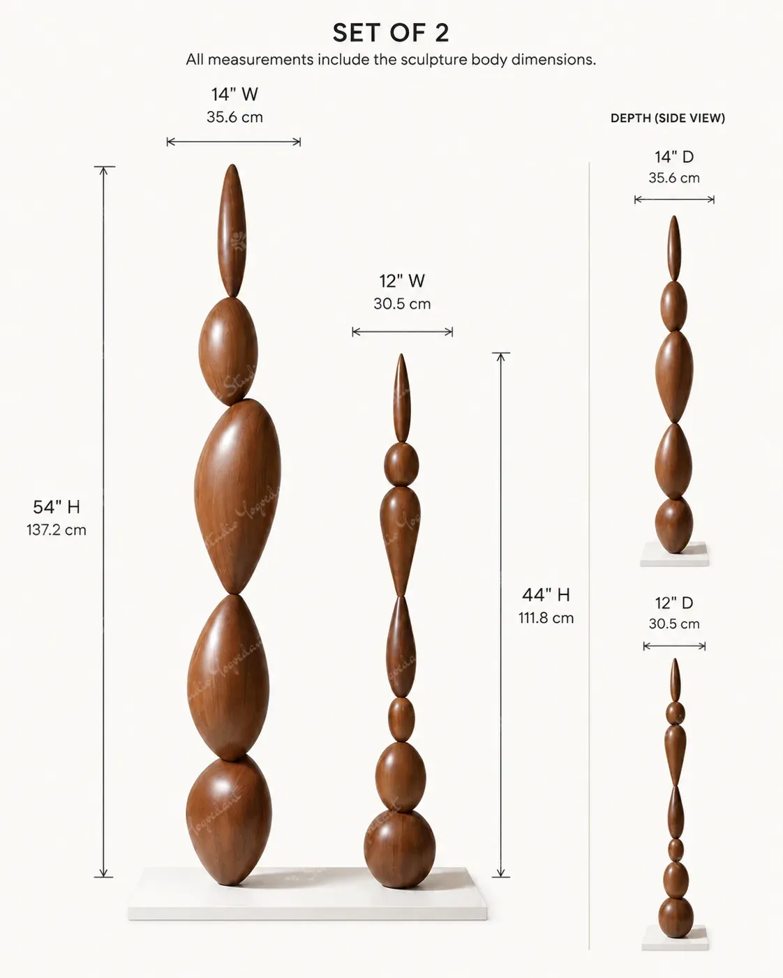 Brown Stacked Oval Floor Totems - Set of 2 - Image 5