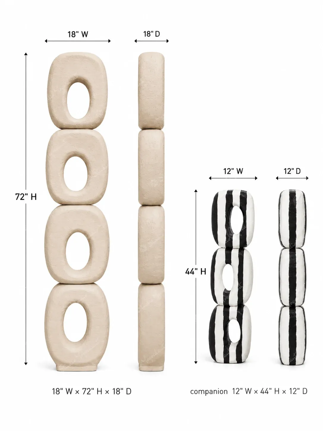 Cream Stacked Loop Totem Sculpture - Image 4
