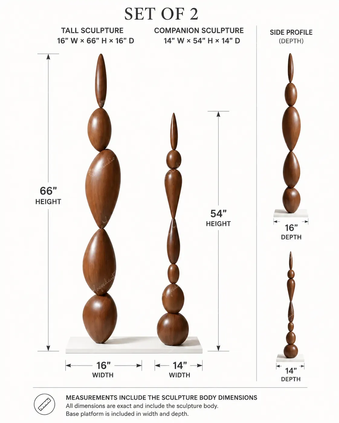 Brown Stacked Oval Floor Totems - Set of 2 - Image 4