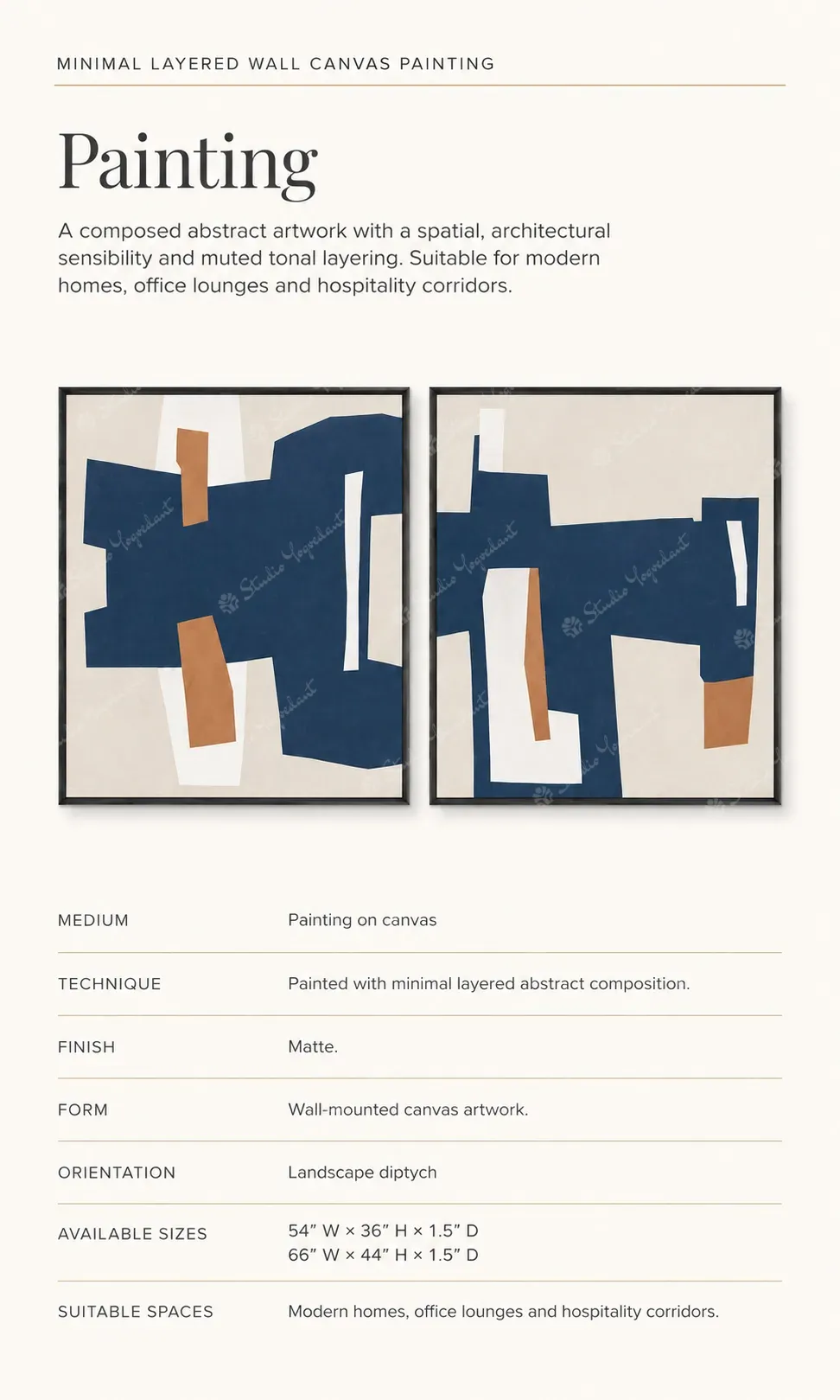 Minimal Layered Wall Canvas Painting - Image 3