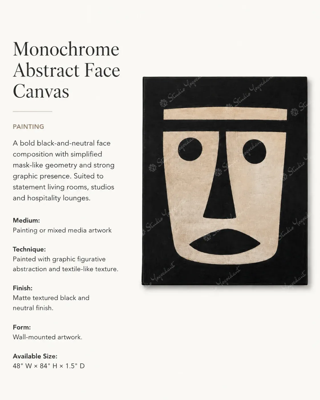 Monochrome Abstract Face Canvas - Image 3