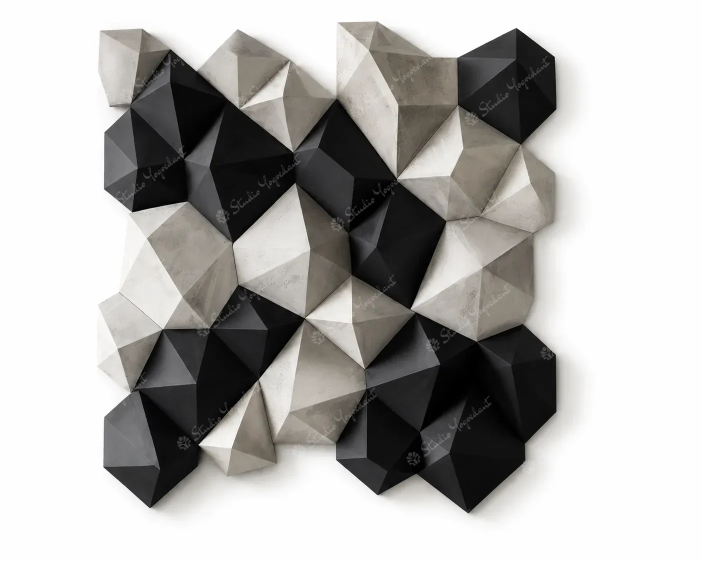 Monochrome Faceted Geometric Wall Sculpture