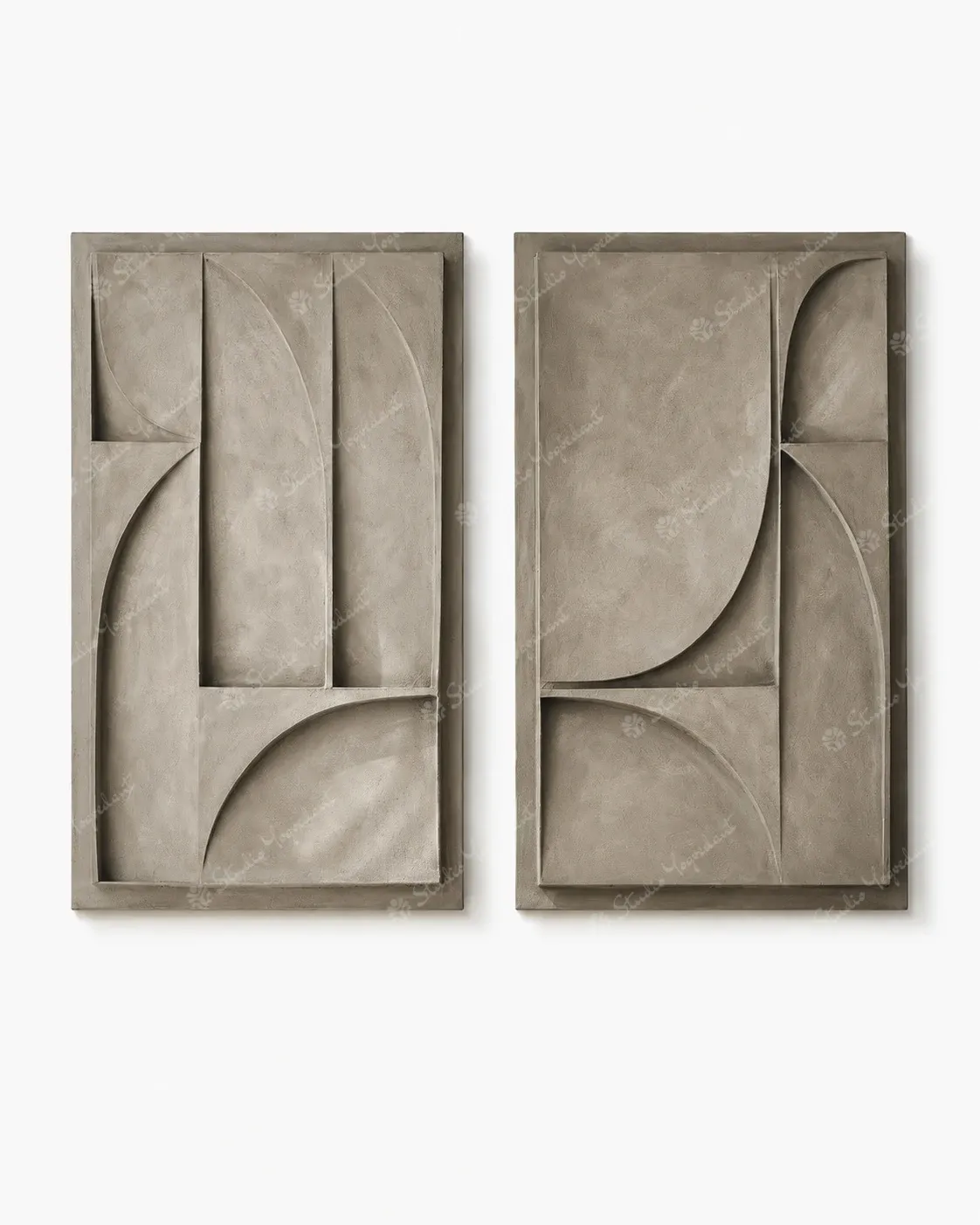 Soft Curve Relief Diptych