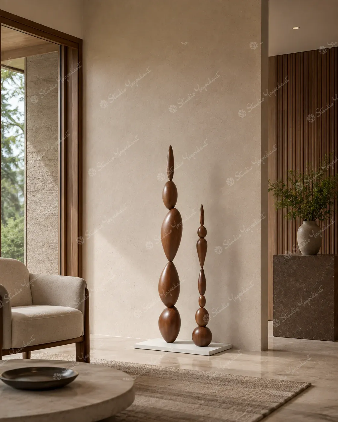 Brown Stacked Oval Floor Totems - Set of 2 - Image 8