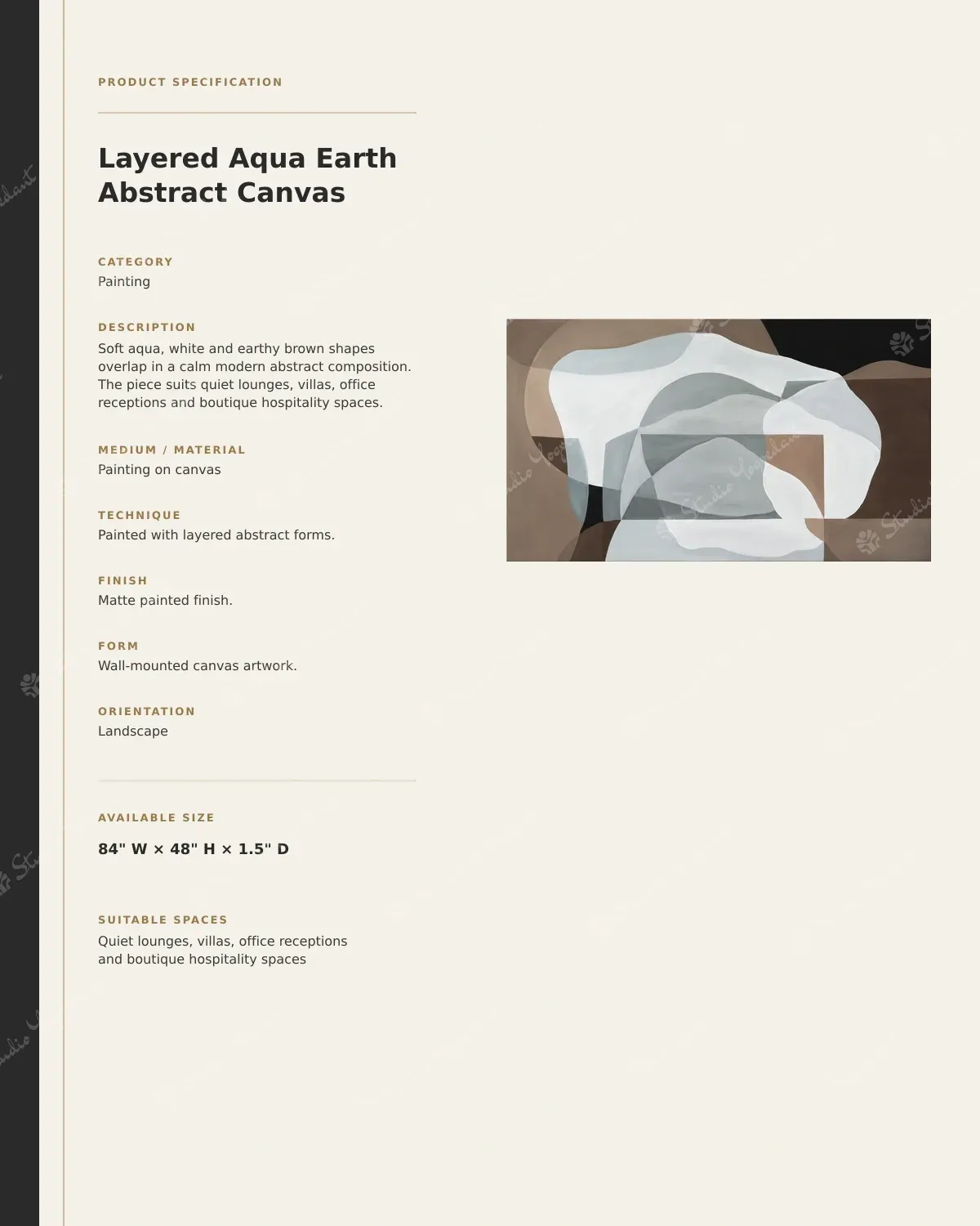 Layered Aqua Earth Abstract Canvas - Image 3