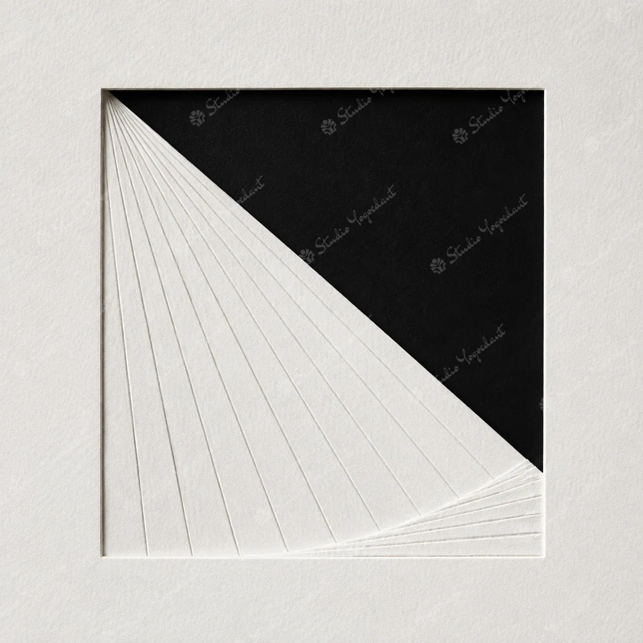 Black White Triangular Line Grid Painting - Image 2
