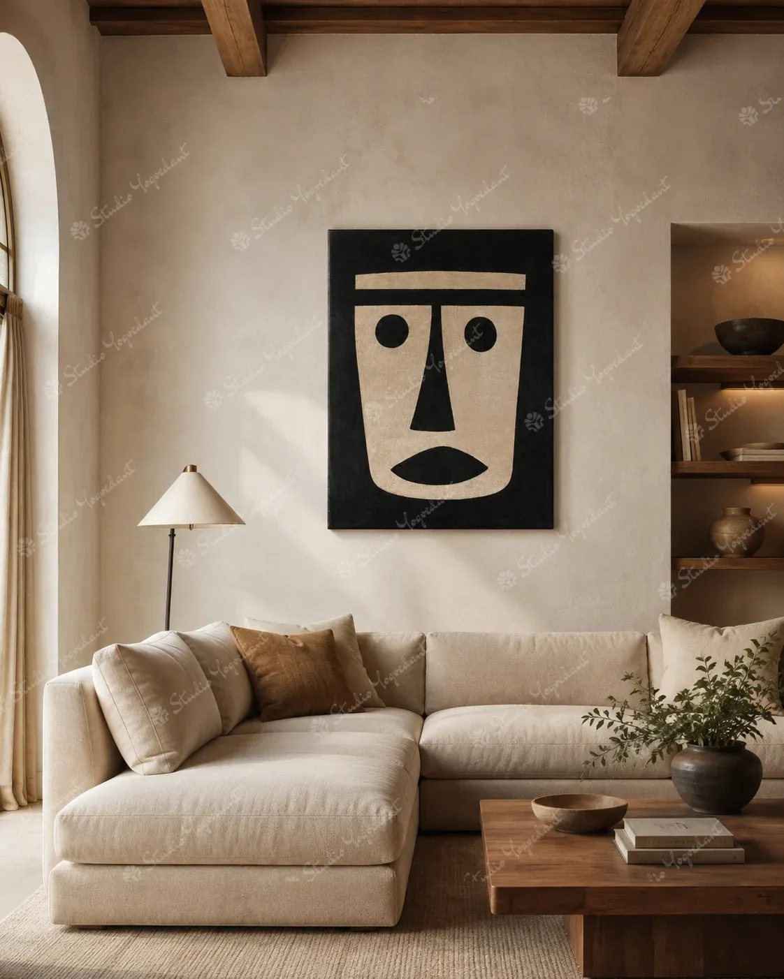 Monochrome Abstract Face Canvas - Image 6