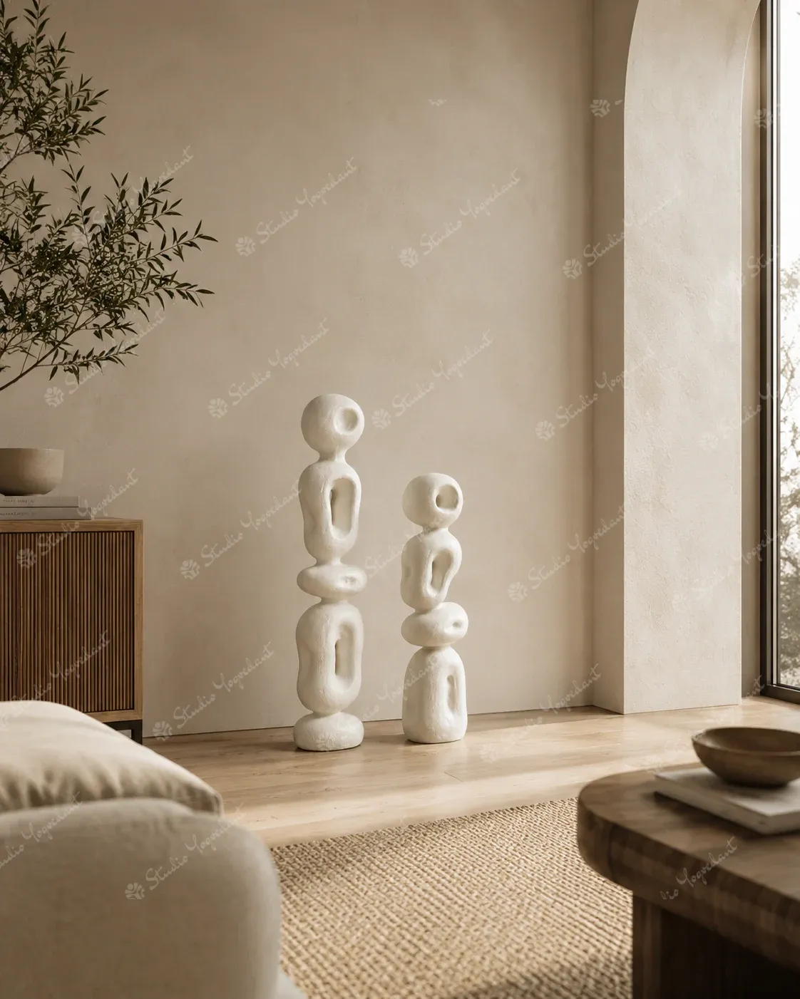 White Organic Loop Totem Pair - Image 7