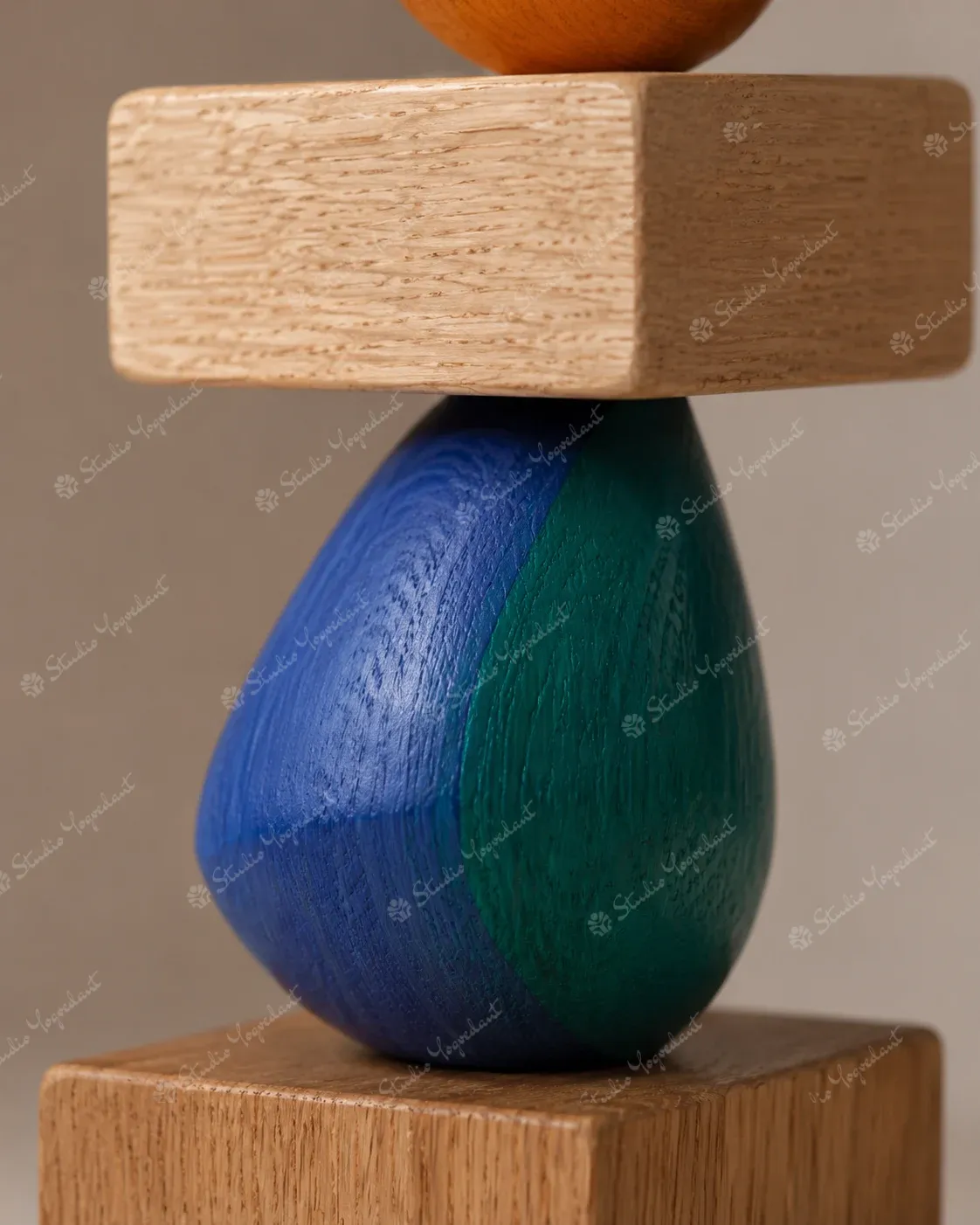 Color Block Stacked Totem Sculpture - Image 2