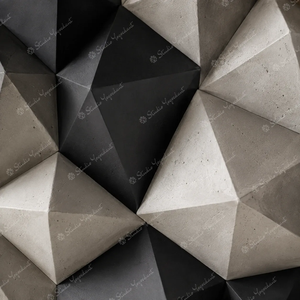 Monochrome Faceted Geometric Wall Sculpture - Image 2