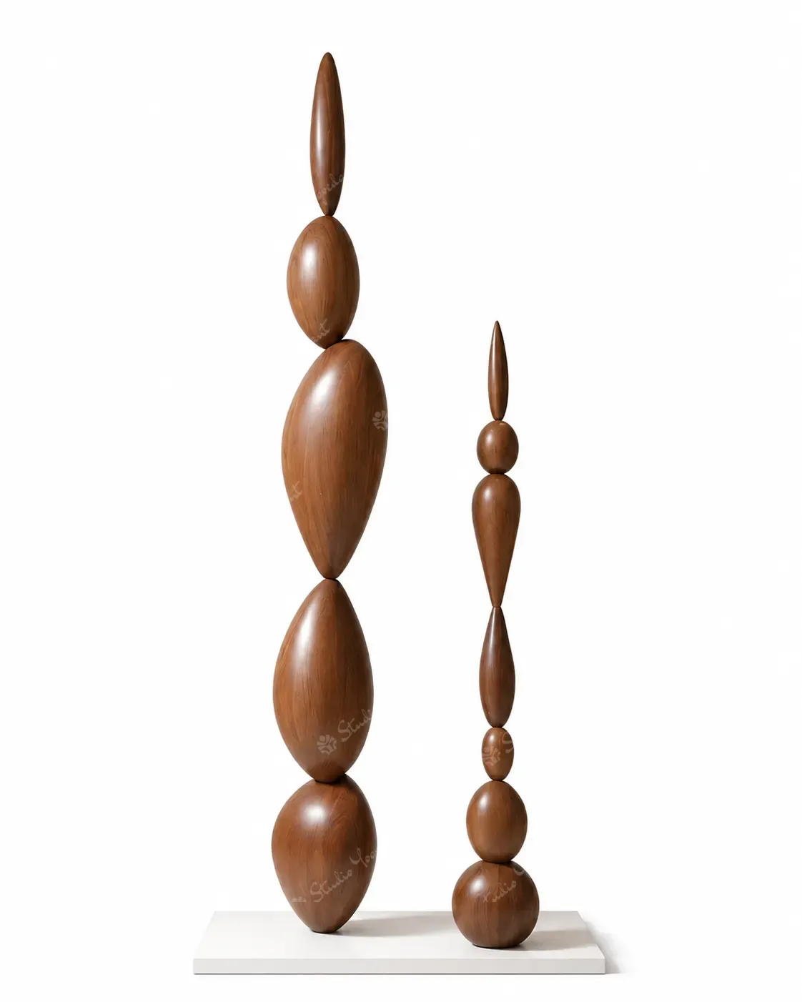 Brown Stacked Oval Floor Totems - Set of 2
