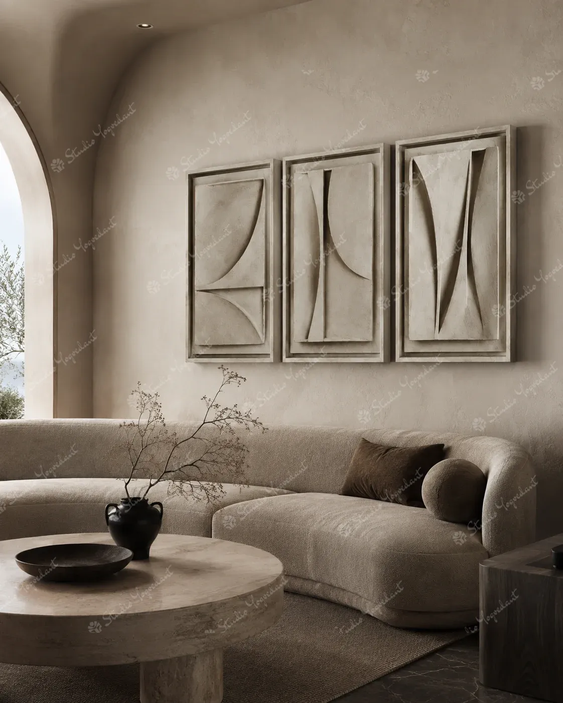 Soft Geometry Relief Triptych - Image 8