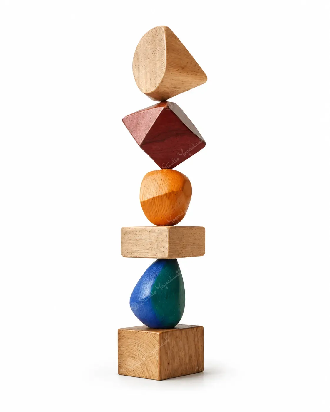 Color Block Stacked Totem Sculpture