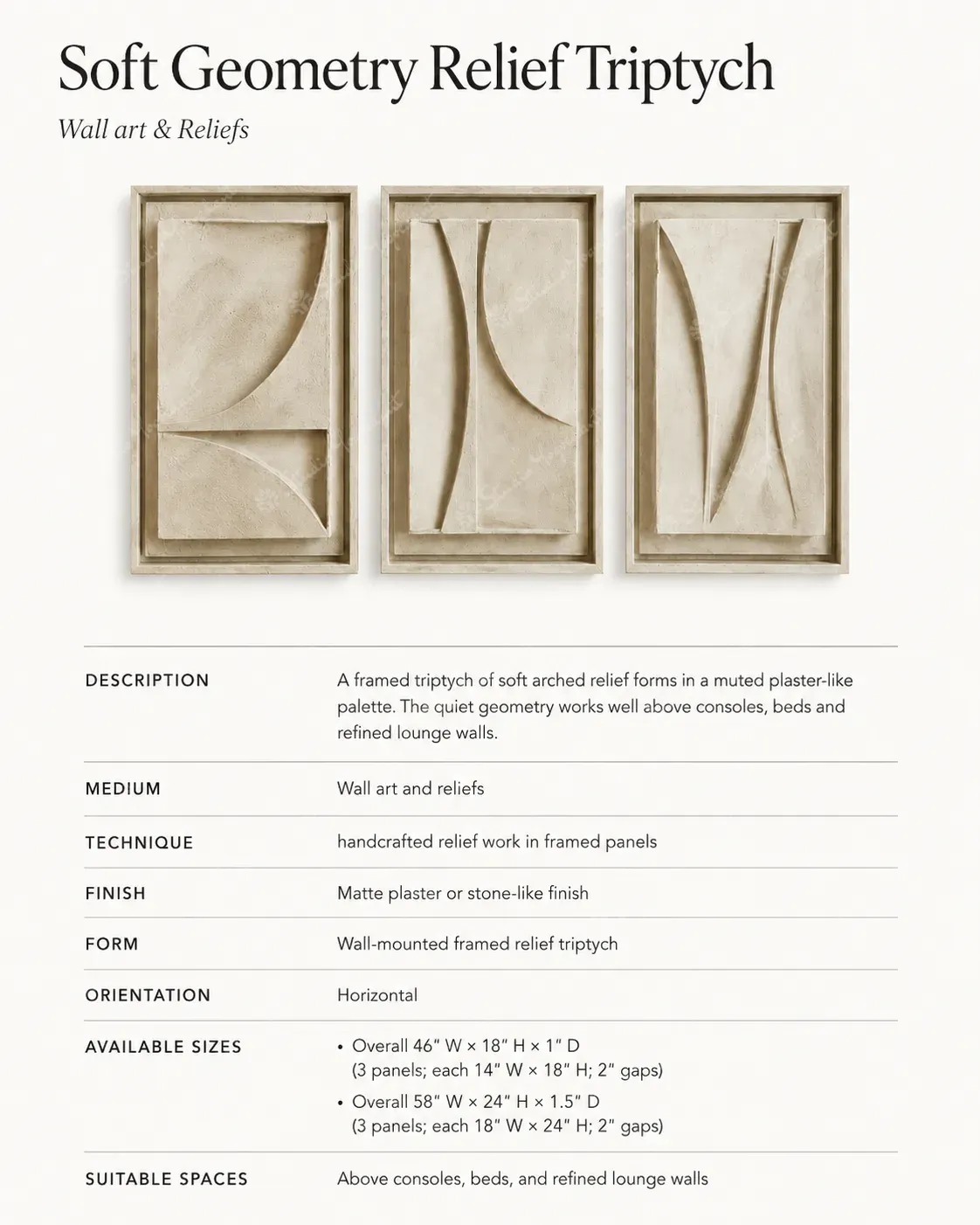 Soft Geometry Relief Triptych - Image 3