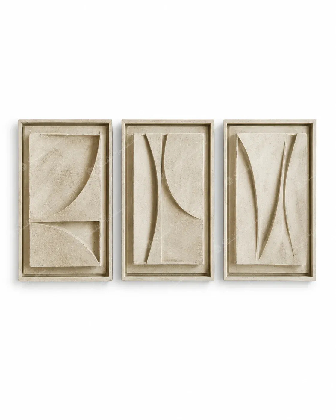 Soft Geometry Relief Triptych