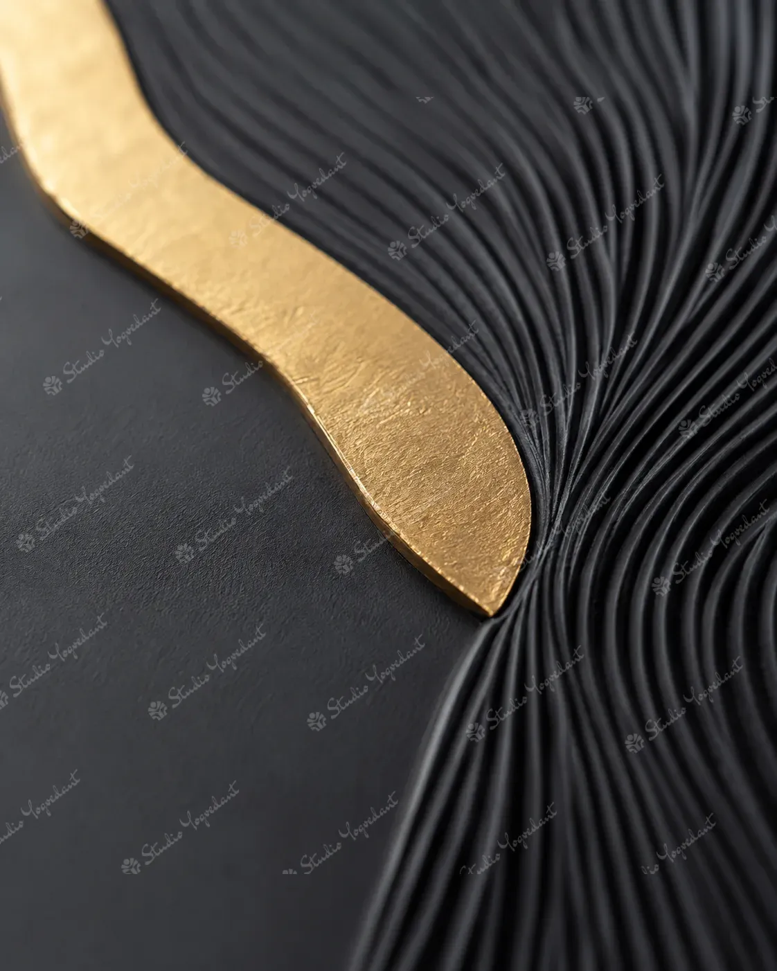 Black and Gold Branching Wall Panel - Image 2
