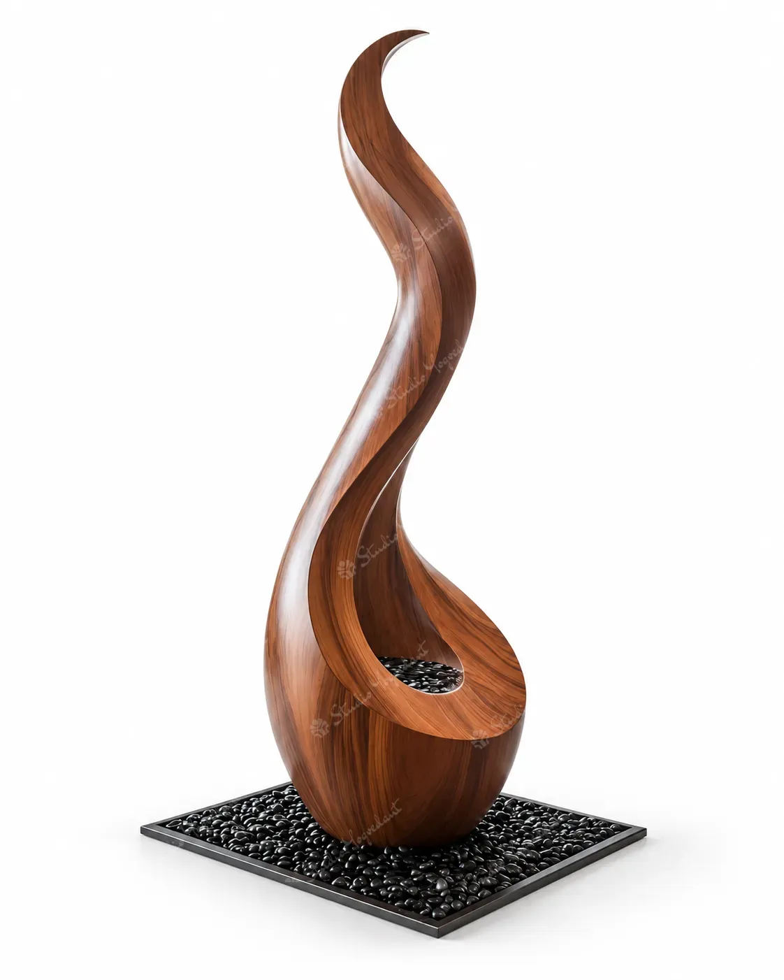 Walnut Flame Abstract Floor Sculpture