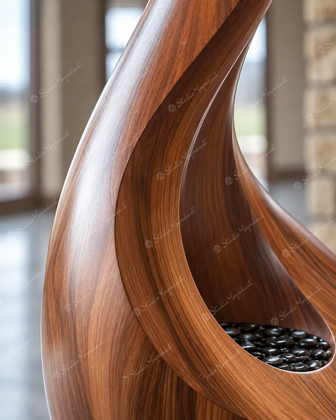 Walnut Flame Abstract Floor Sculpture - Image 2
