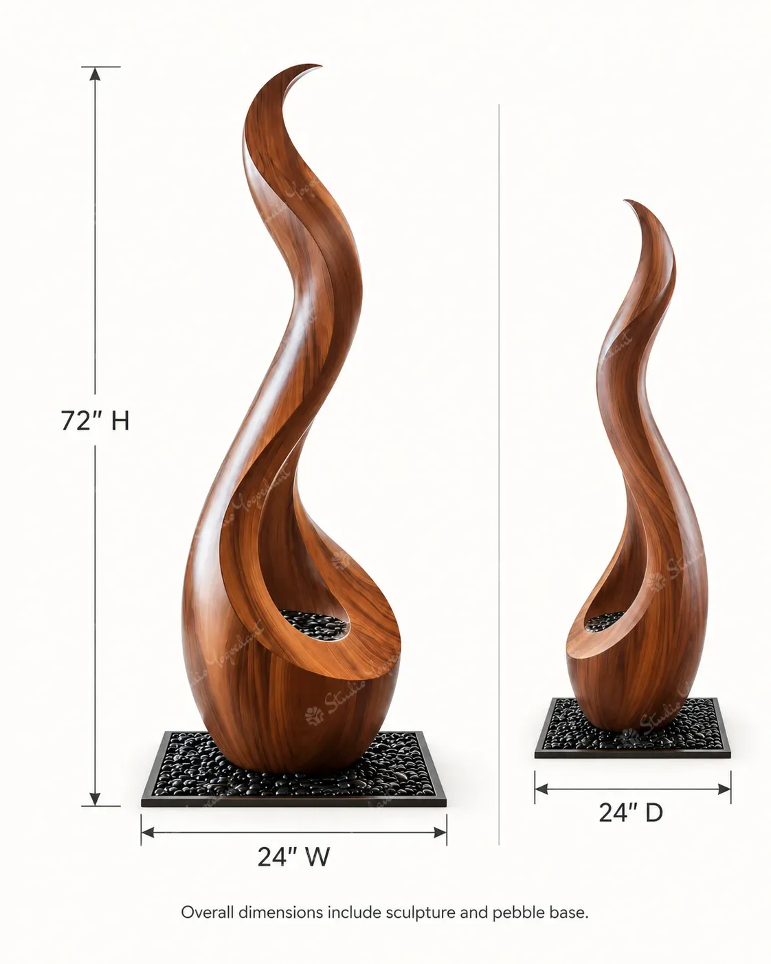 Walnut Flame Abstract Floor Sculpture - Image 4