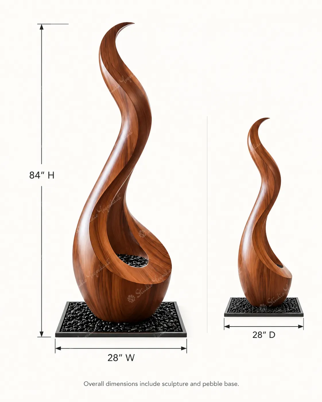 Walnut Flame Abstract Floor Sculpture - Image 5
