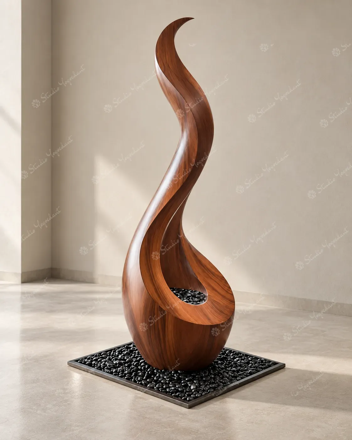 Walnut Flame Abstract Floor Sculpture - Image 6