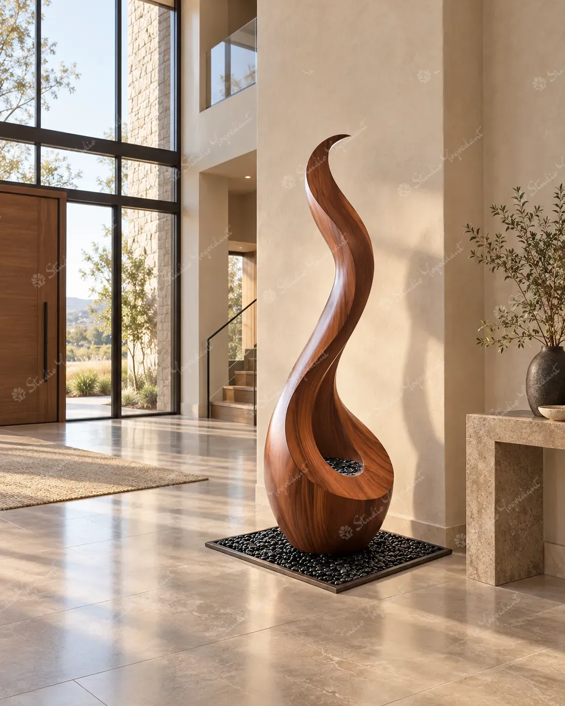 Walnut Flame Abstract Floor Sculpture - Image 7