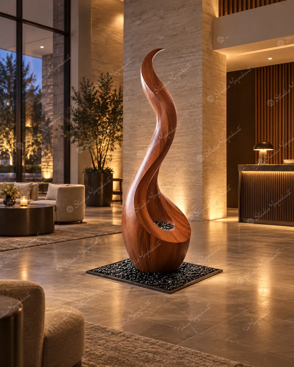 Walnut Flame Abstract Floor Sculpture - Image 8