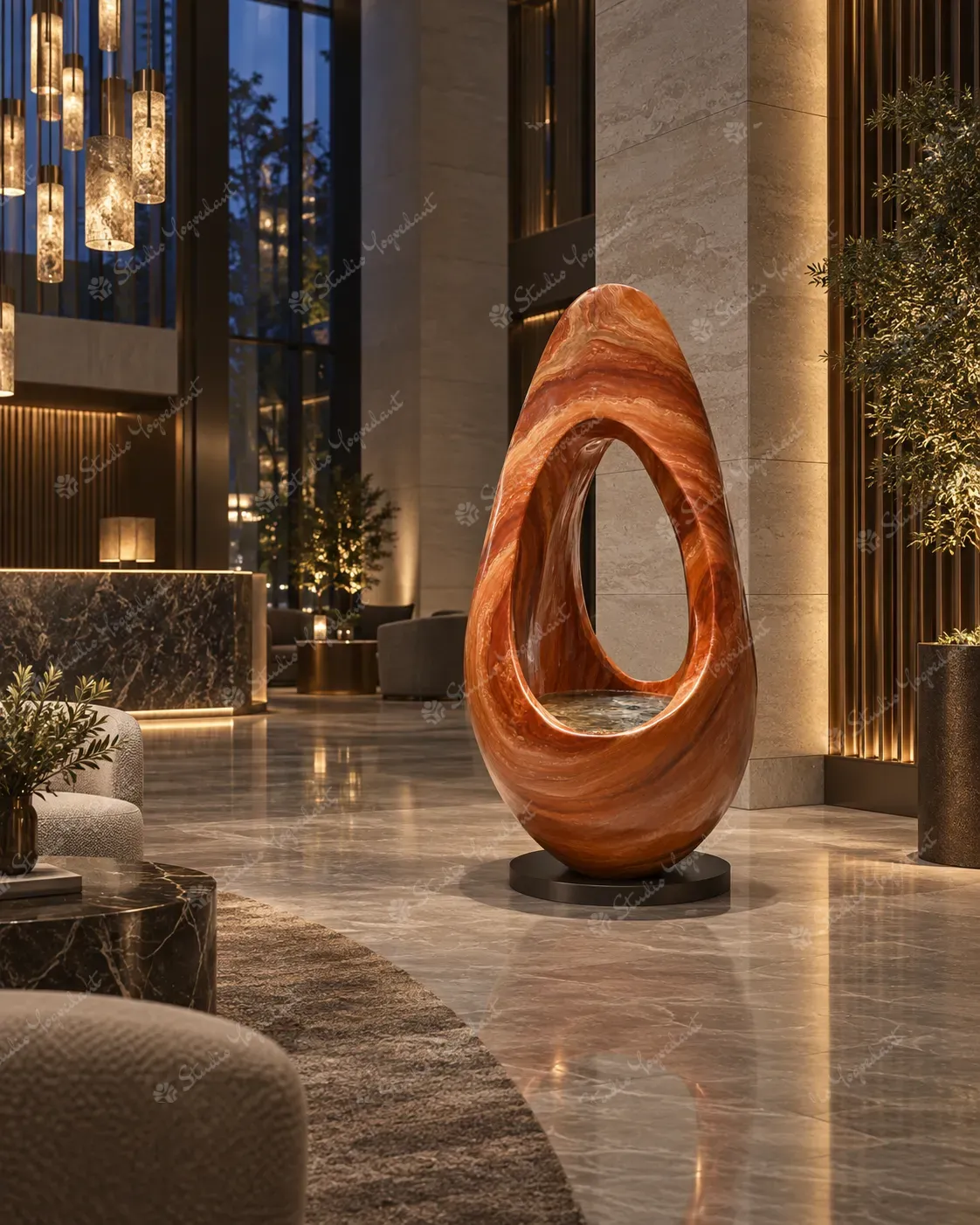 Amber Arch Indoor Fountain Sculpture - Image 8