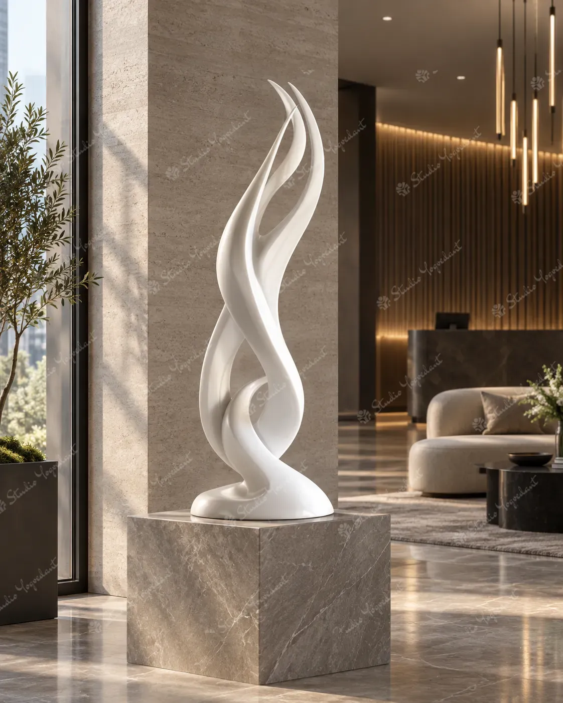 White Flame Abstract Sculpture - Image 9