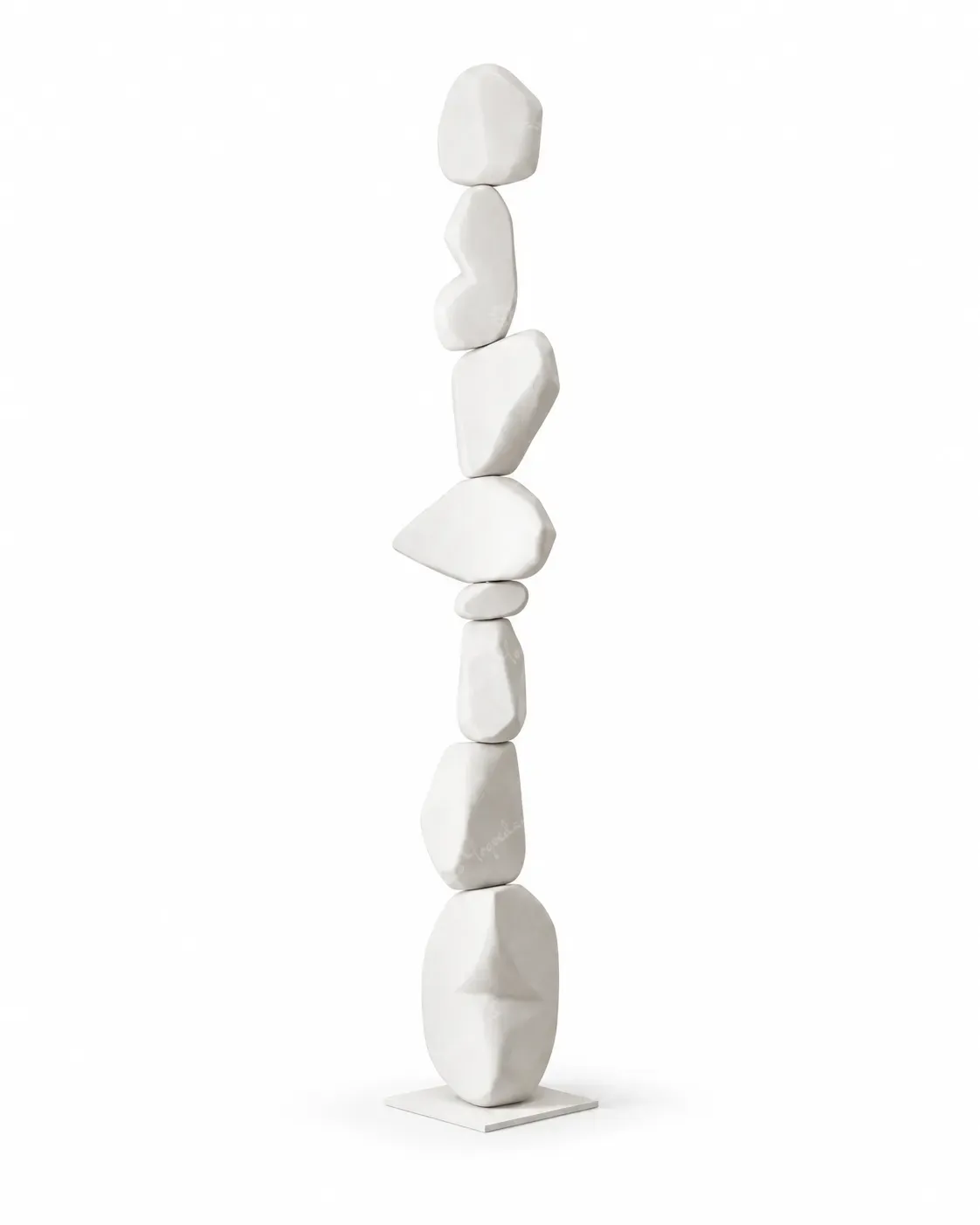 White Stacked Pebble Totem Sculpture