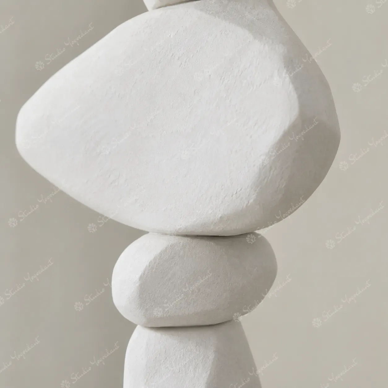 White Stacked Pebble Totem Sculpture - Image 2