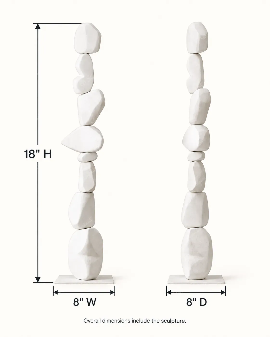 White Stacked Pebble Totem Sculpture - Image 4