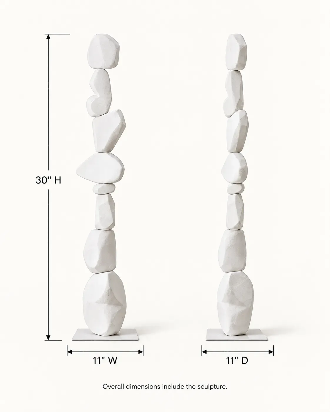 White Stacked Pebble Totem Sculpture - Image 5