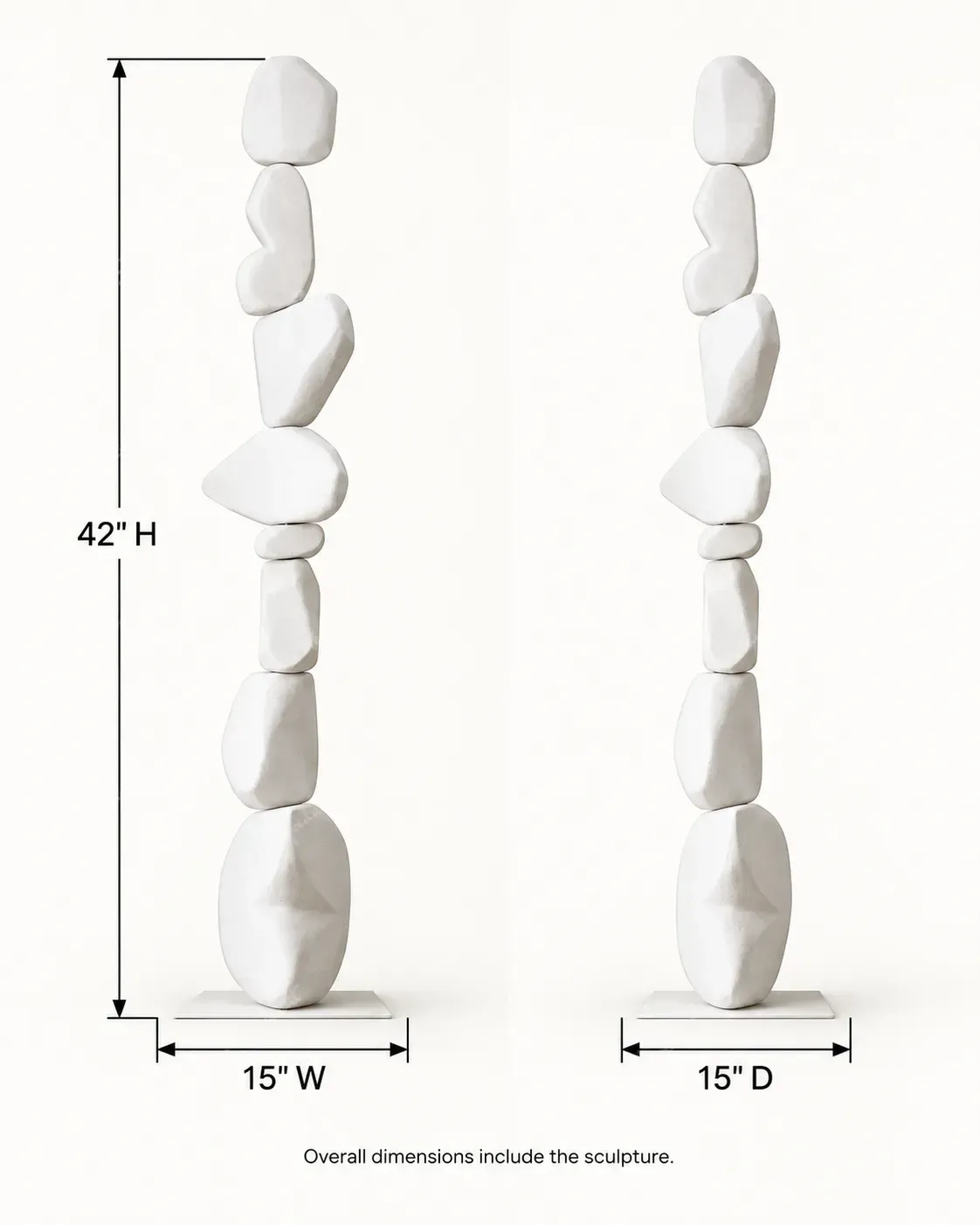 White Stacked Pebble Totem Sculpture - Image 6